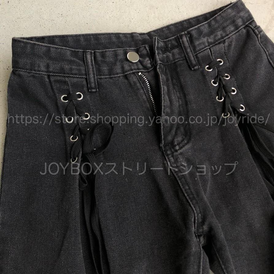 編み上げ デニム パンツ ジーンズ 韓国 レディース ストリート系 編み上げ デニム パンツ ジーンズ 韓国 レディース ストリート系