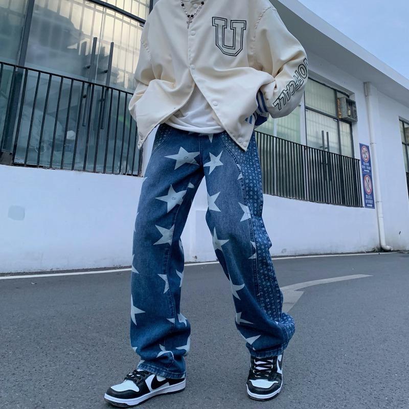 星柄 ペイズリー デニム パンツ ジーンズ 韓国 ストリート Hiphop 原宿系 Y2k K Pop ダンス 衣装 レディース 5j 468 5j 468 Joyboxストリートショップ 通販 Yahoo ショッピング