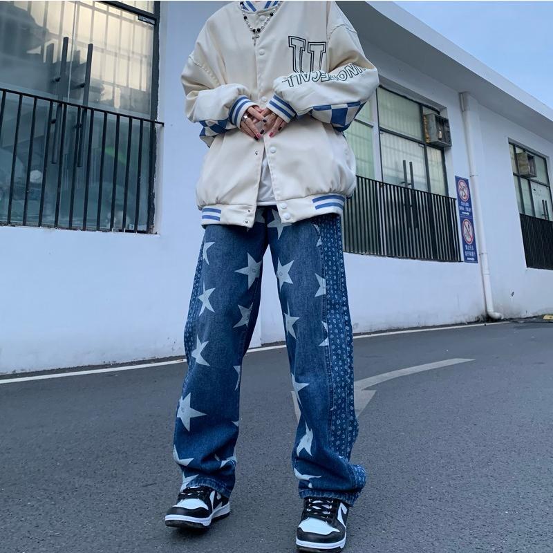 星柄 ペイズリー デニム パンツ ジーンズ 韓国 ストリート Hiphop 原宿系 Y2k K Pop ダンス 衣装 レディース 5j 468 5j 468 Joyboxストリートショップ 通販 Yahoo ショッピング