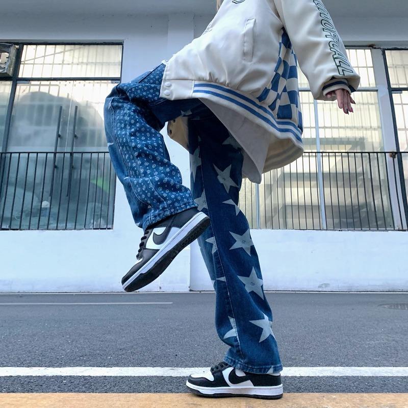 星柄 ペイズリー デニム パンツ ジーンズ 韓国 ストリート Hiphop 原宿系 Y2k K Pop ダンス 衣装 レディース 5j 468 5j 468 Joyboxストリートショップ 通販 Yahoo ショッピング
