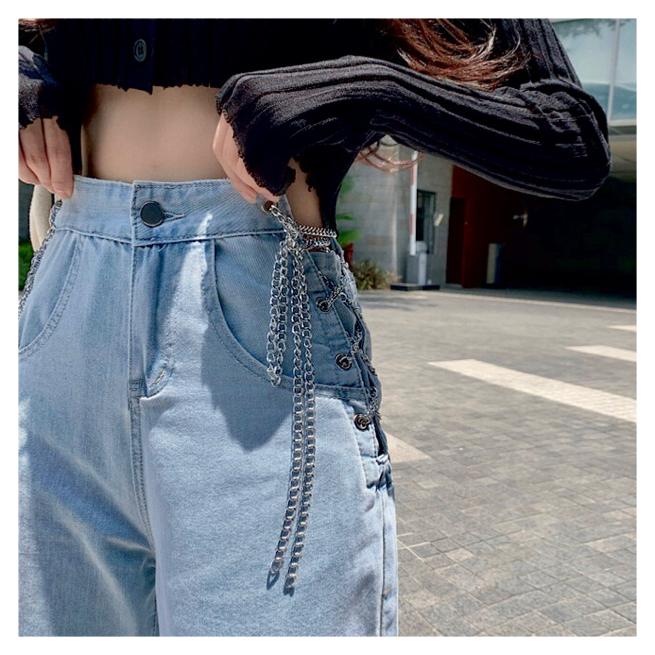 編み上げ チェーン デニム パンツ ジーンズ 韓国 ストリート K-POP Y2K オルチャン ダンス 衣装 HIPHOP ギャル ファッション  レディース 5J-47 :5J-47:JOYBOXストリートショップ - 通販 - Yahoo!ショッピング