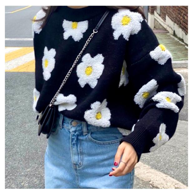 セーター 花柄 ボア 可愛い ニット 韓国 レディース オルチャン ストリート K Pop 原宿系 フラワー アメカジ ギャル 長袖 トップス 5ni 116 5ni 116 Joyboxストリートショップ 通販 Yahoo ショッピング