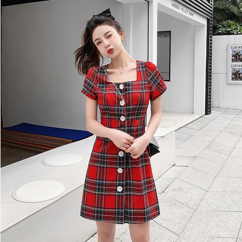 タータンチェック ミニ ワンピース 韓国 ストリート オルチャン スクエア ショート丈 K Pop 可愛い 原宿系 半袖 フレア Aライン レトロ 5op 40 メール便ok 5op 40 Joyboxストリートショップ 通販 Yahoo ショッピング