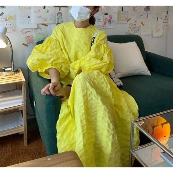 ロング ワンピース 韓国 オルチャン パフスリーブ フレア ストリート K Pop 原宿系 派手 ボリューム袖 可愛い ガーリー 5op 95 5op 95 Joyboxストリートショップ 通販 Yahoo ショッピング