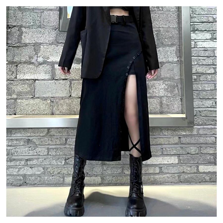 スリット ロング スカート 韓国 ストリート オルチャン K Pop V系 原宿系 Hiphop 地雷 無地 ファッション ボトムス 5sk 46 5sk 46 Joyboxストリートショップ 通販 Yahoo ショッピング