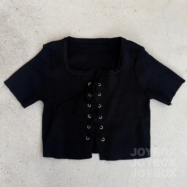編み上げ Tシャツ ショート丈 半袖 韓国 ストリート系 Y2K 編み上げ Tシャツ ショート丈 半袖 韓国 ストリート系 Y2K
