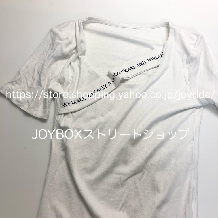 Tシャツ ロゴ 英文字 スリット Uネック 半袖 韓国 ストリート Y2K ダンス 衣装 K-POP レディース   5T-511｜joyride｜15