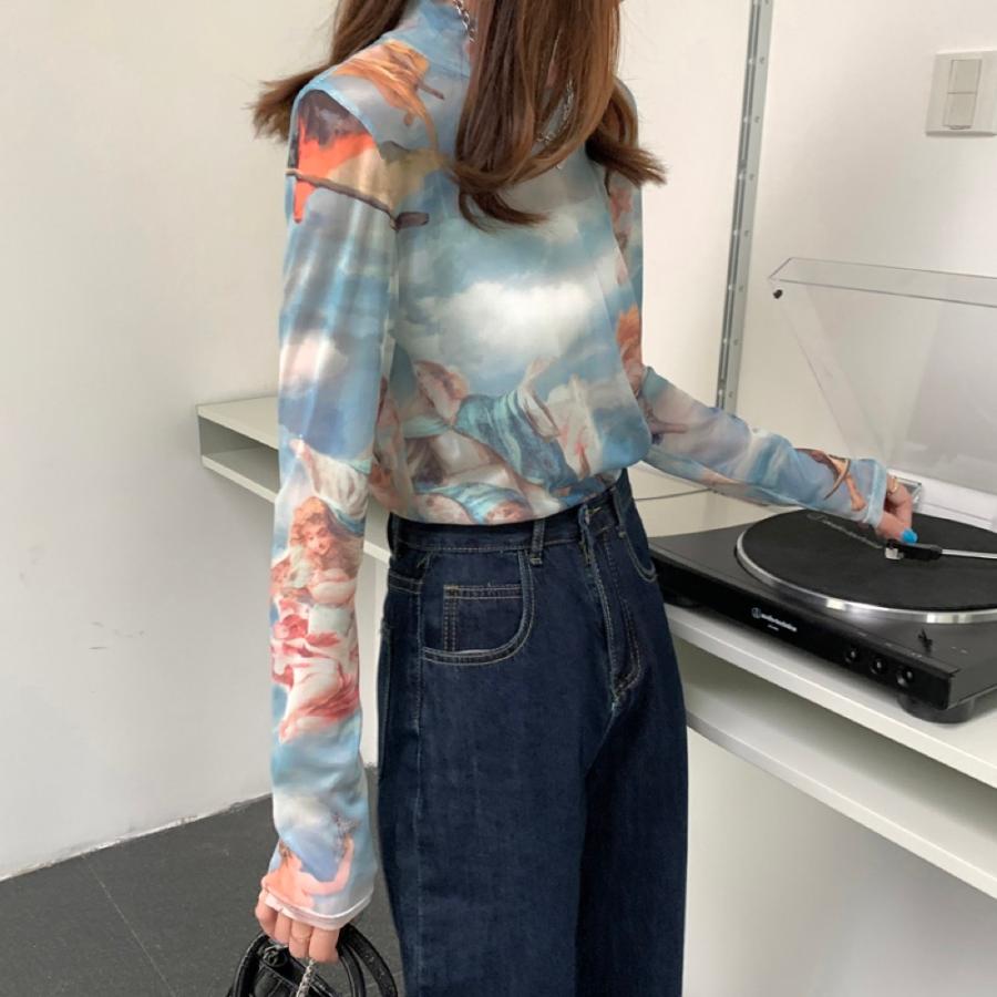 Tシャツ ロンt シースルー 天使 メッシュ 長袖 韓国 ダンス 衣装 ストリート オルチャン K Pop 原宿 Hiphop 地雷 トップス レディース 5t 549 メール便ok 5t 549 Joyboxストリートショップ 通販 Yahoo ショッピング