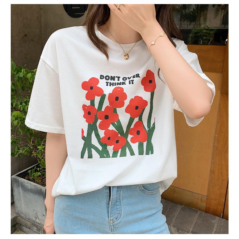 花柄 フラワー レトロ 半袖 Tシャツ 韓国 ストリート オルチャン K Pop レディース 5t 573 メール便ok 5t 573 Joyboxストリートショップ 通販 Yahoo ショッピング