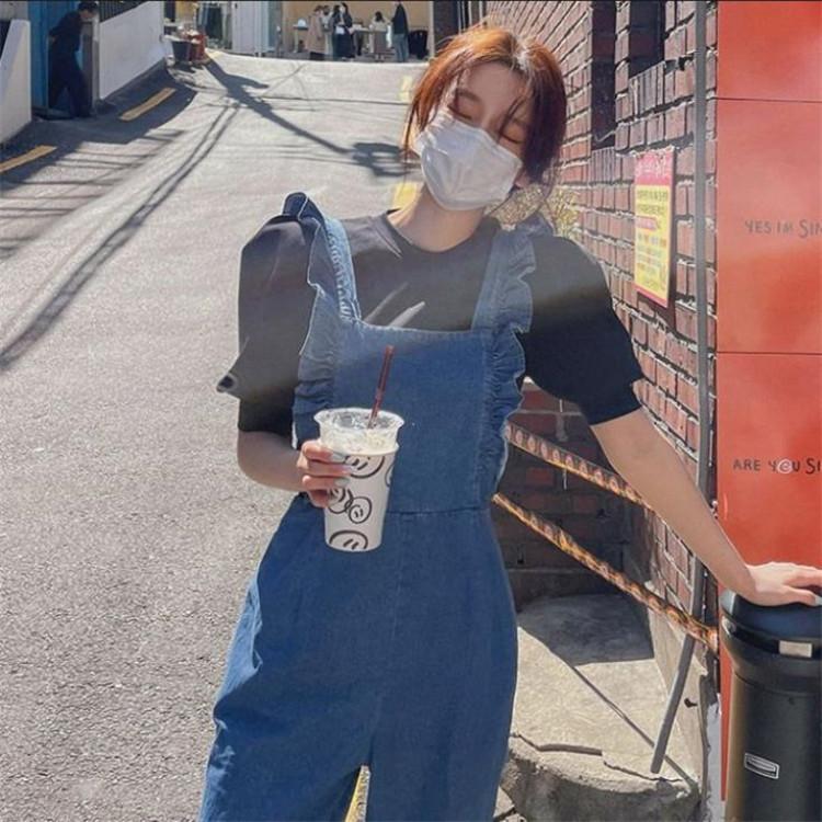 デニム フリル サロペット オーバーオール 韓国 オルチャン ガーリー