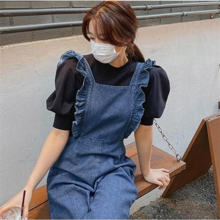 デニム フリル サロペット オーバーオール 韓国 オルチャン ガーリー