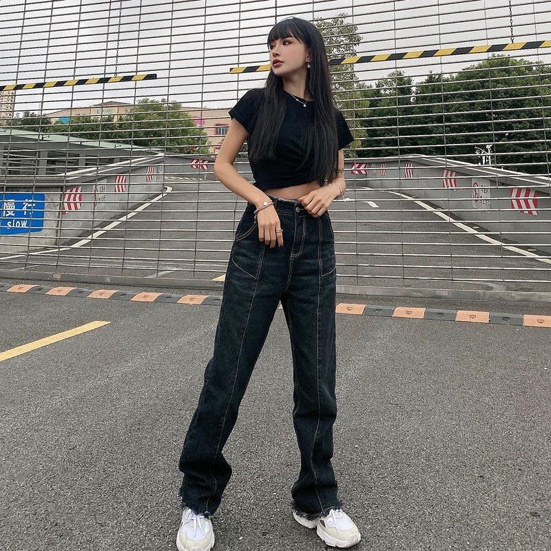 デニム パンツ バック ロゴ プリント ポケット ジーンズ 韓国