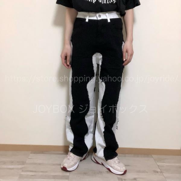 リメイク風 デニム パンツ ジーンズ 切替 韓国 レディース リメイク風 デニム パンツ ジーンズ 切替 韓国 レディース
