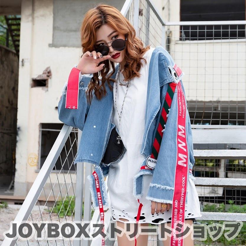 ロゴ ストラップ デニム ジャケット 韓国 ストリート Hiphop Y2k 原宿系 派手 K Pop ダンス 衣装 メンズライク レディース 6j 65 6j 65 Joyboxストリートショップ 通販 Yahoo ショッピング
