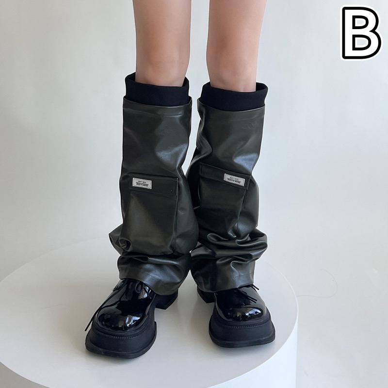 レザー レッグカバー 韓国 Y2K モード系 ストリート系 ダンス 衣装