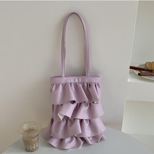 ティアード フリル シルバー トート ショルダー バッグ 韓国  