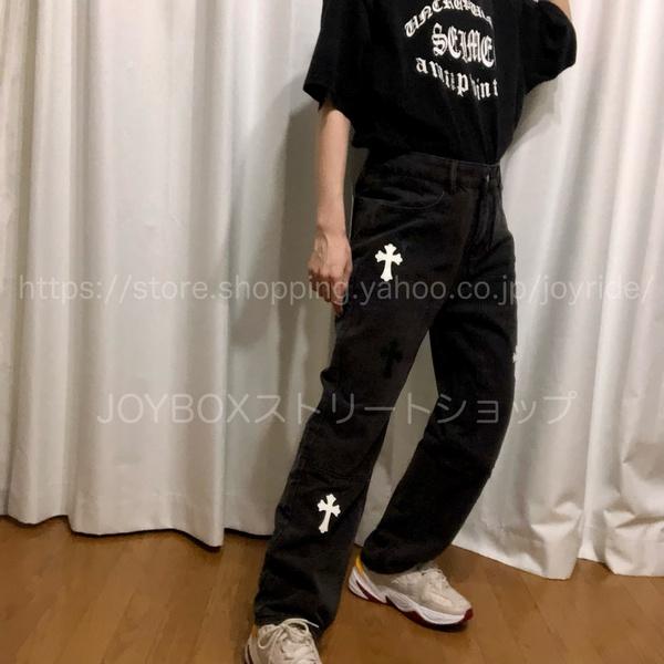 デニム パンツ クロス 十字架柄 ジーンズ 韓国 ストリート系 Y2K デニム パンツ クロス 十字架柄 ジーンズ 韓国 ストリート系 Y2K