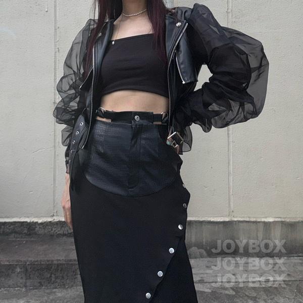 レザー ライダース ジャケット チュール 韓国 ストリート モード系