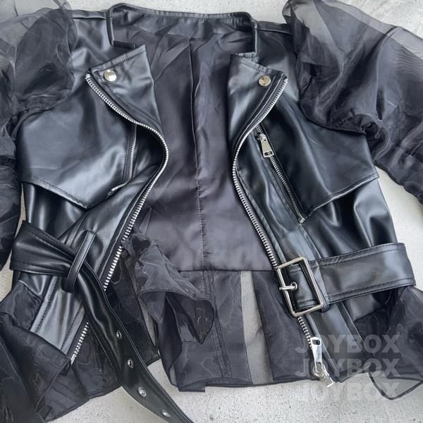 レザー ライダース ジャケット チュール 韓国 ストリート モード系