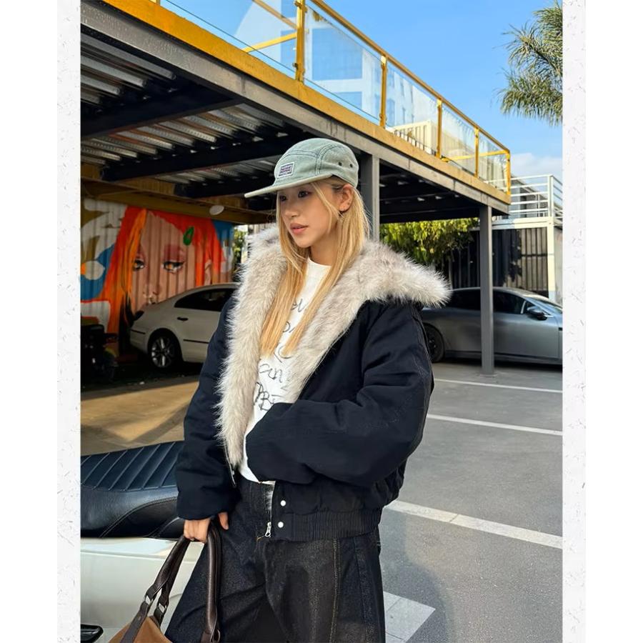 ファー ブルゾン フード パーカー 韓国 ストリート系 ダンス 衣装