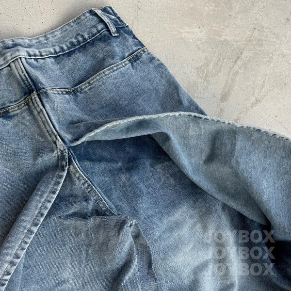 デニム パンツ 重ね着風 ジーンズ 韓国 ストリート系 モード系