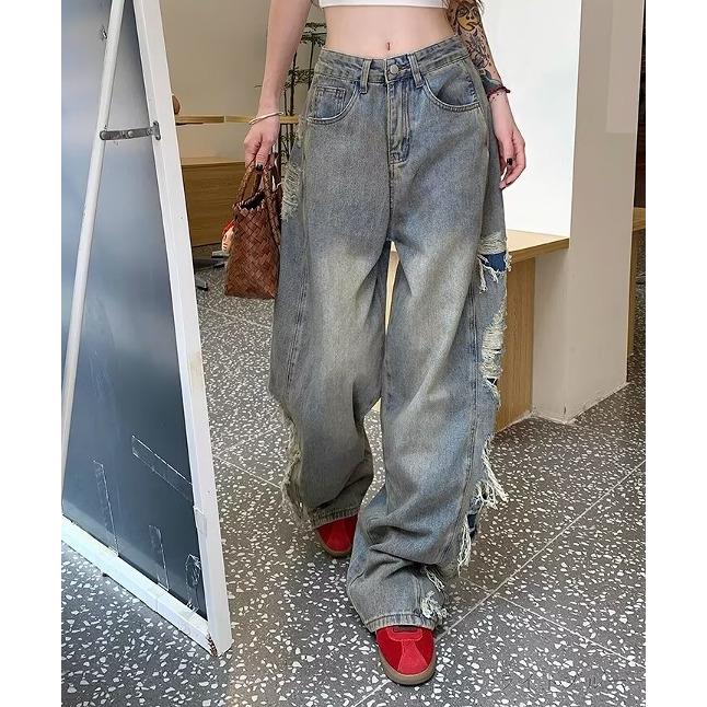 リメイク風 デニム パンツ ダメージ 韓国 ストリート系 ダンス 衣装