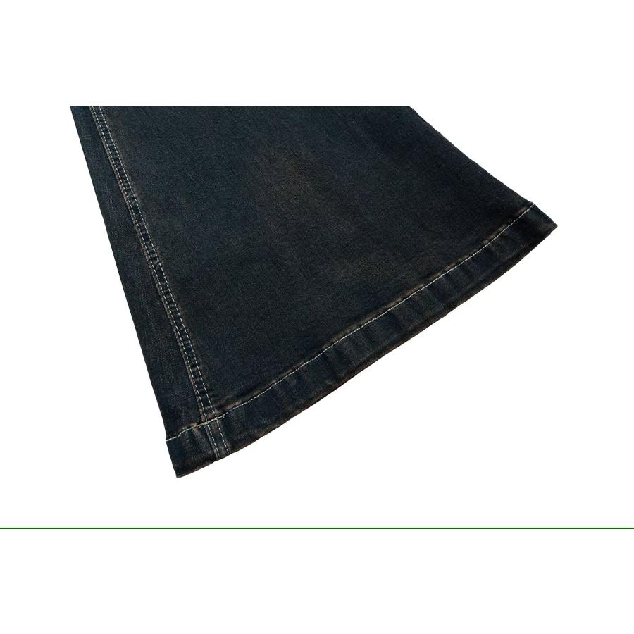 フレア デニム パンツ ジーンズ 切替 ブーツカット 韓国 ストリート系