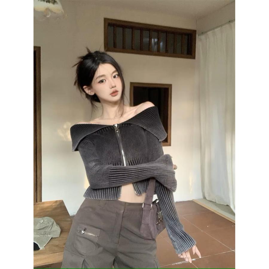 d.i.a. ダイア　トップス　ストライプ　背あき　ギャル　オフショル オフショル ニット トップス 韓国 ショート丈 ストリート系 ギャル