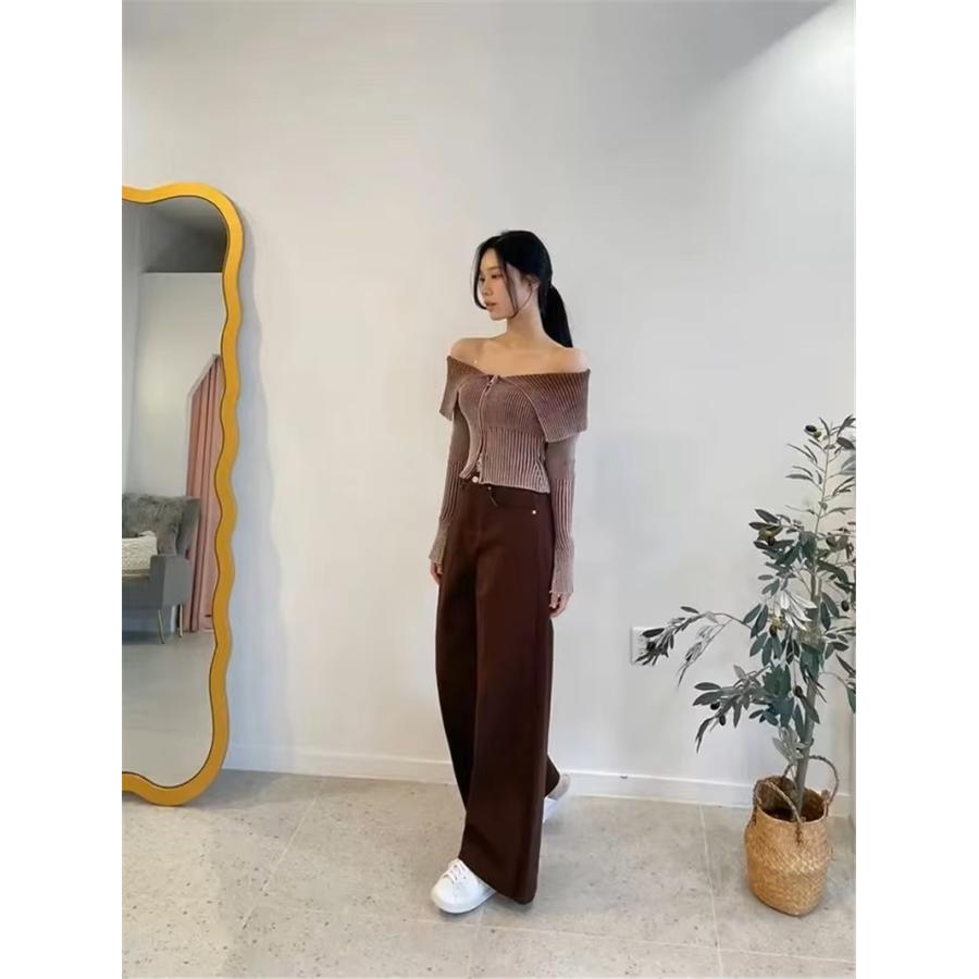 オフショル ニット トップス 韓国 ショート丈 ストリート系 ギャル