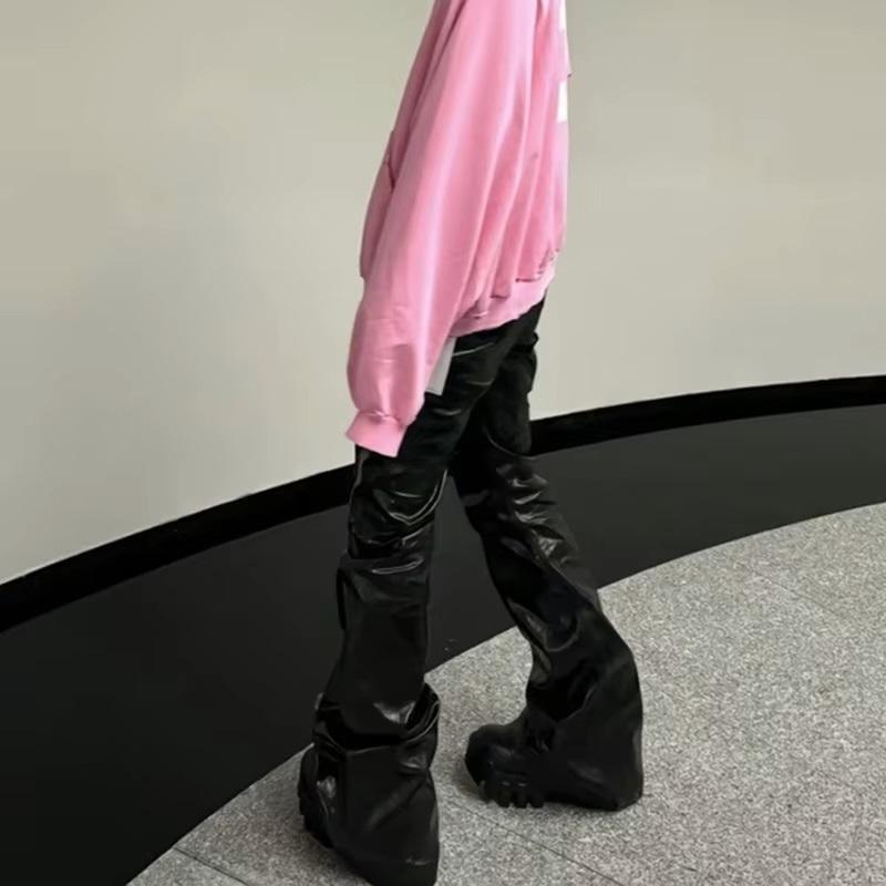 レザー フレア パンツ 韓国 ストリート系 グランジ ダンス 衣装 レザー フレア パンツ 韓国 ストリート系 グランジ ダンス 衣装