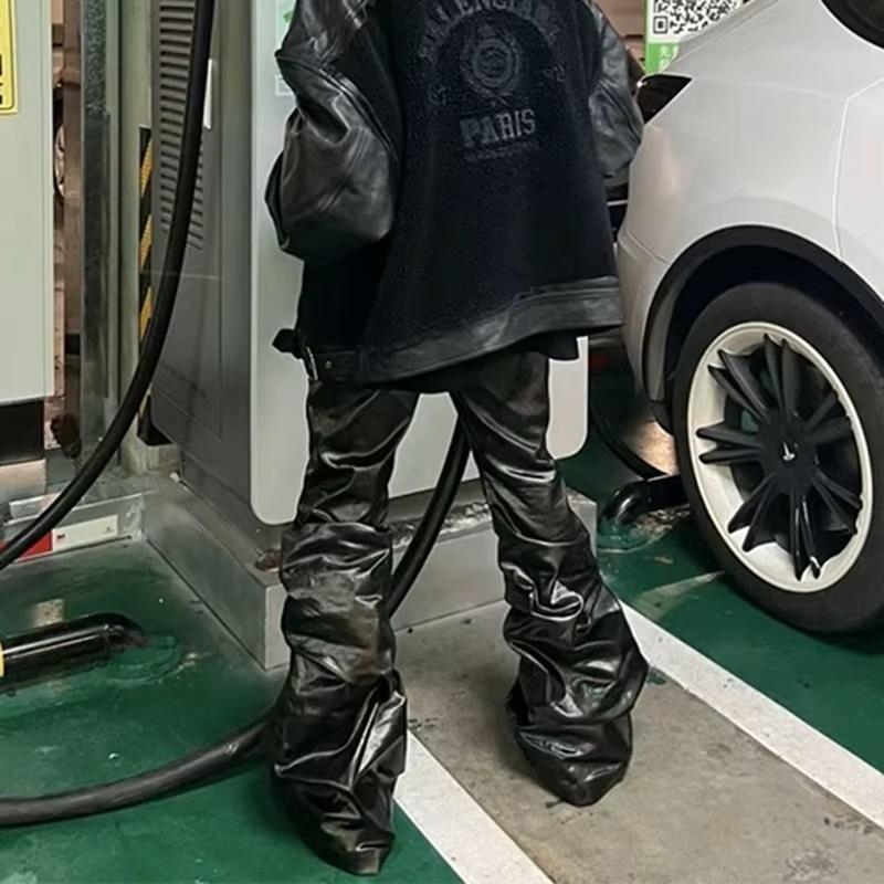 レザー フレア パンツ 韓国 ストリート系 ダンス 衣装 グランジ K-POP