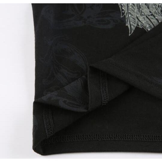 Tシャツ トライバル柄 翼 羽 半袖 ショート丈 韓国 ストリート系