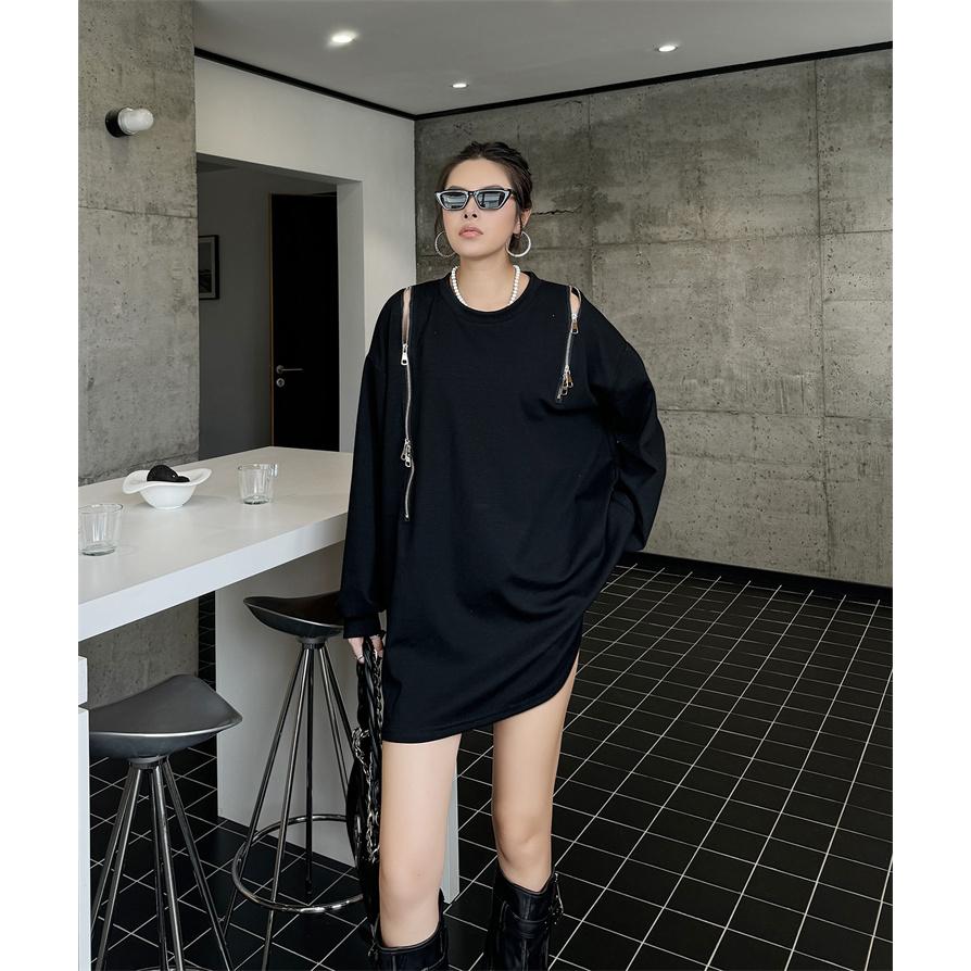 レオパード ヒョウ柄 長袖 Tシャツ ロンT ファスナー スリット レオパード ヒョウ柄 長袖 Tシャツ ロンT ファスナー スリット