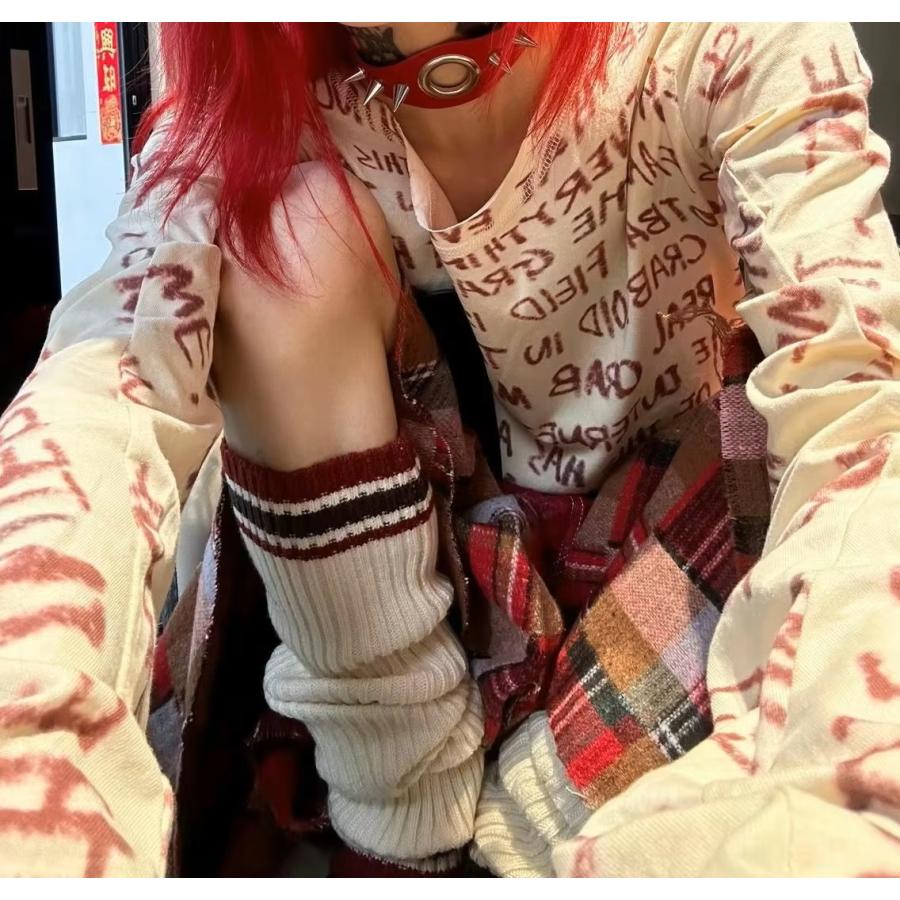 ロゴ 長袖 Tシャツ トップス ロンT ダメージ 韓国 ストリート系 ロゴ 長袖 Tシャツ トップス ロンT ダメージ 韓国 ストリート系