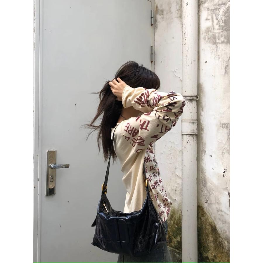 ロゴ 長袖 Tシャツ トップス ロンT ダメージ 韓国 ストリート系 ロゴ 長袖 Tシャツ トップス ロンT ダメージ 韓国 ストリート系