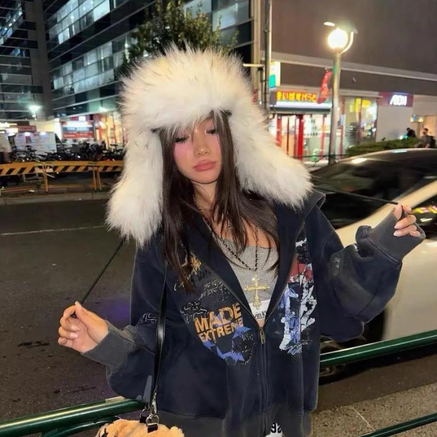 ファー フライト ハット ロシア帽 韓国 ストリート系 ダンス 衣装 Y2K