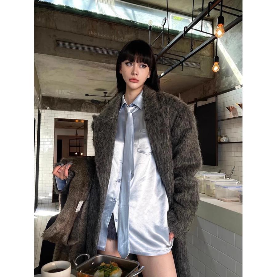 ロングコート チェスターコート ファー 韓国 ストリート モード系