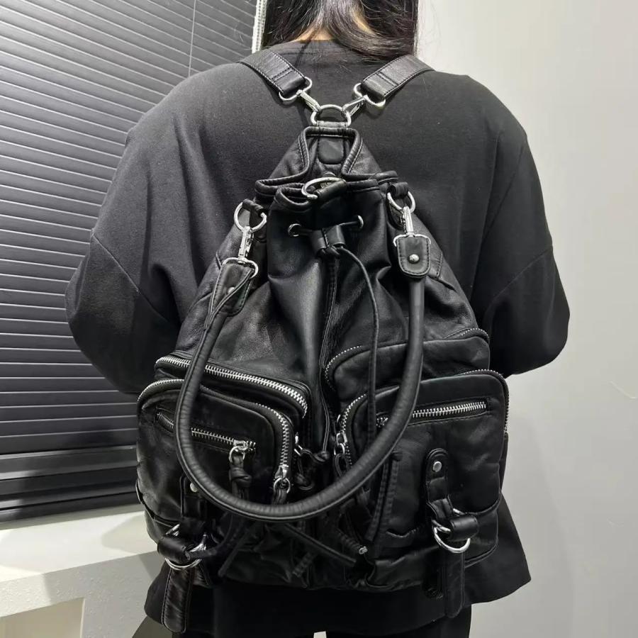 レザー リュック バッグ ショルダーバッグ 韓国 ストリート モード系