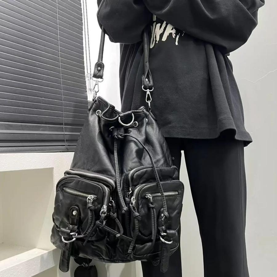 レザー リュック バッグ ショルダーバッグ 韓国 ストリート モード系