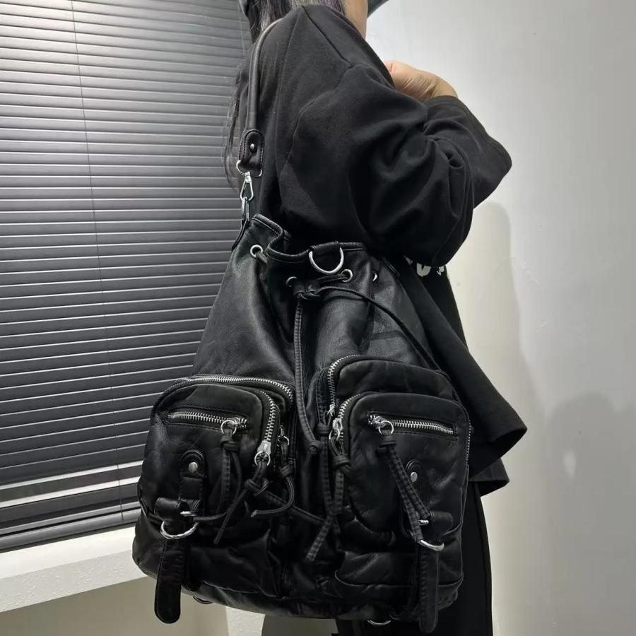 スクエア 三つ編み ショルダーバッグ black 黒 斜めがけ 韓国 モード Square chain shoulder bag mf0175【韓国モードファッション】