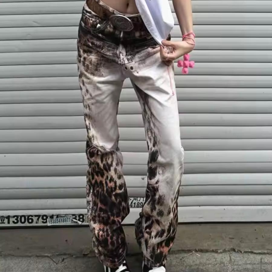 ヒョウ柄 デニム パンツ レオパード 韓国 ストリート系 ダンス 衣装