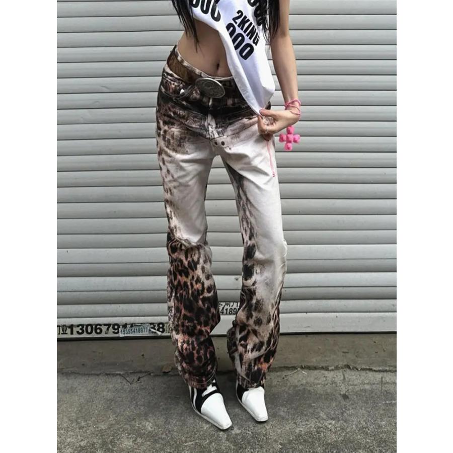 ヒョウ柄 デニム パンツ レオパード 韓国 ストリート系 ダンス 衣装