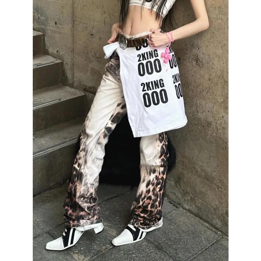 ヒョウ柄 デニム パンツ レオパード 韓国 ストリート系 ダンス 衣装