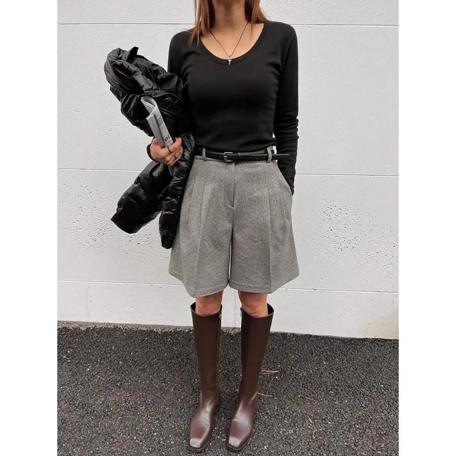 ウール調 ショートパンツ ハーフパンツ 韓国 ストリート系 レディース