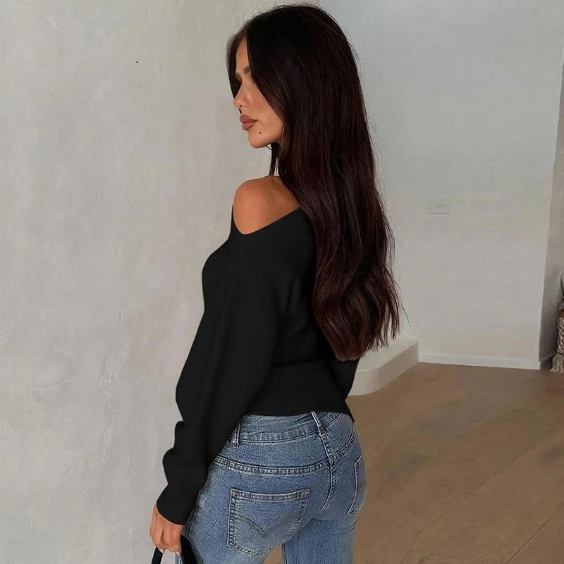 オフショル トップス アシンメトリー スリット 長袖 韓国 ストリート系