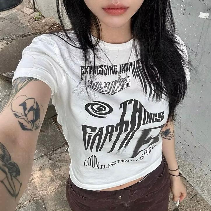 ロゴ 半袖 Tシャツ 韓国 ストリート系 Y2Kファッション ダンス 衣装 K