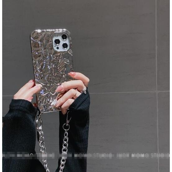 iPhone ケース 韓国 チェーン ストラップ メタリック シルバー iPhone ケース 韓国 チェーン ストラップ メタリック シルバー