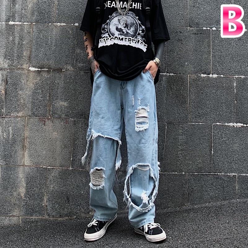 重ね着風 ダメージ デニム パンツ ジーンズ 韓国 ストリート Hiphop 原宿系 Y2k K Pop ダンス 衣装 レディース J 1443 J 1443 Joyboxストリートショップ 通販 Yahoo ショッピング