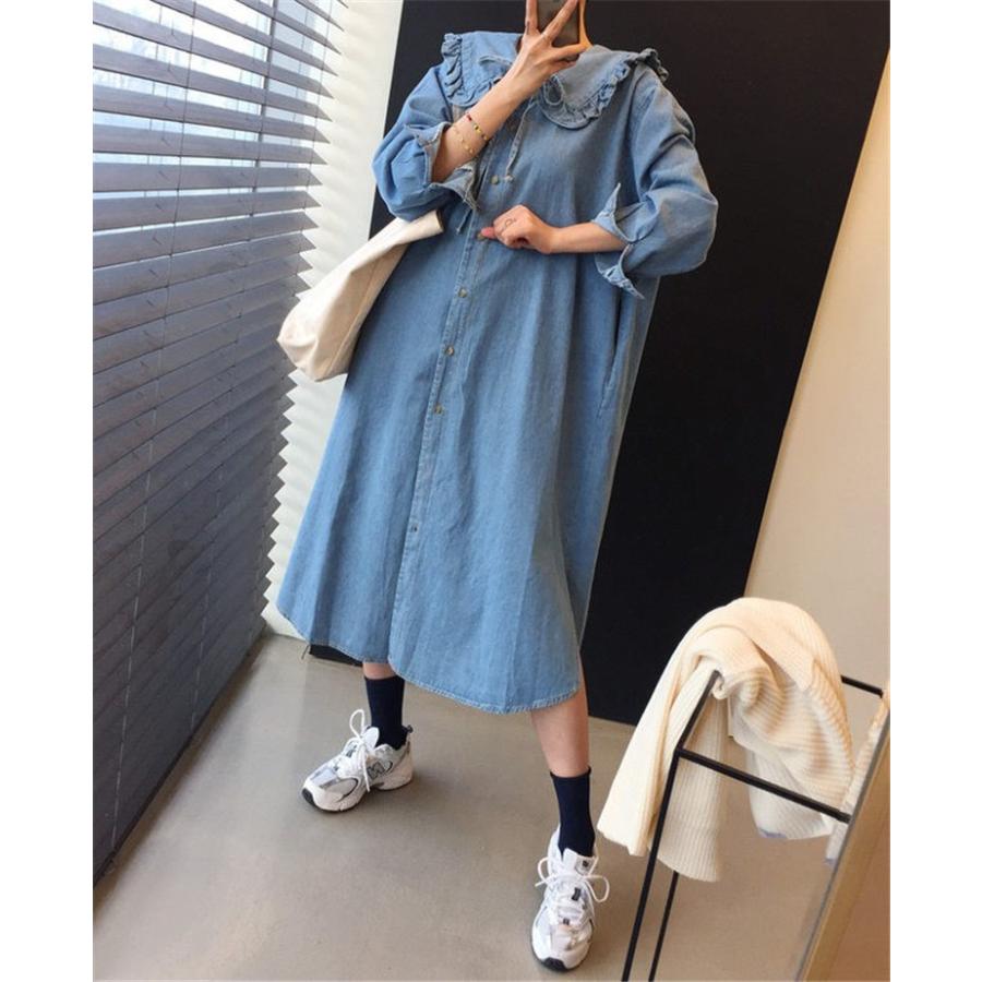 デニム ロング ワンピース フリル セーラー 韓国 オルチャン ストリート 長袖 可愛い アウター カーディガン 羽織 リボン K Pop 原宿系 ジーンズ J 1773 J 1773 Joyboxストリートショップ 通販 Yahoo ショッピング