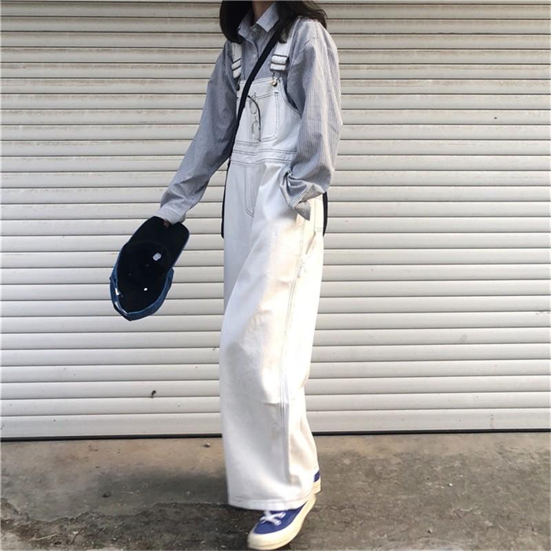 デニム オーバーオール サロペット ワイド 韓国ファッション オルチャン K Pop Hiphop ストリート ダンス 衣装 ゆったり 白 黒 原宿 ボトムス J 647 J 647 Joyboxストリートショップ 通販 Yahoo ショッピング
